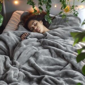 Hudson’s Bay Luxe Faux Fur Throw Blanket 50 x 60 in Soft Sleep Well Blanket